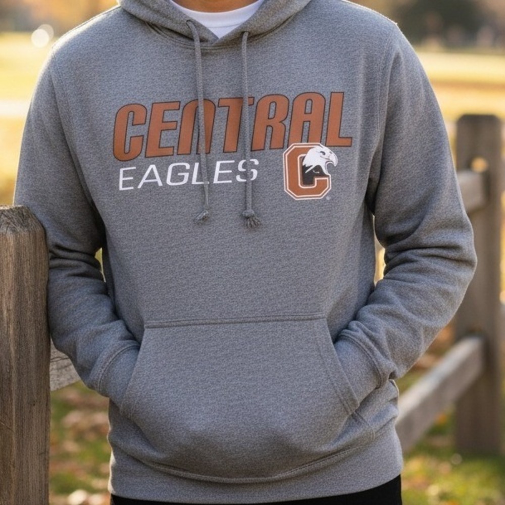 Central Eagles Gray Hoodie‎ Sweatshirt Mens XL Pullover Athletic Comfort